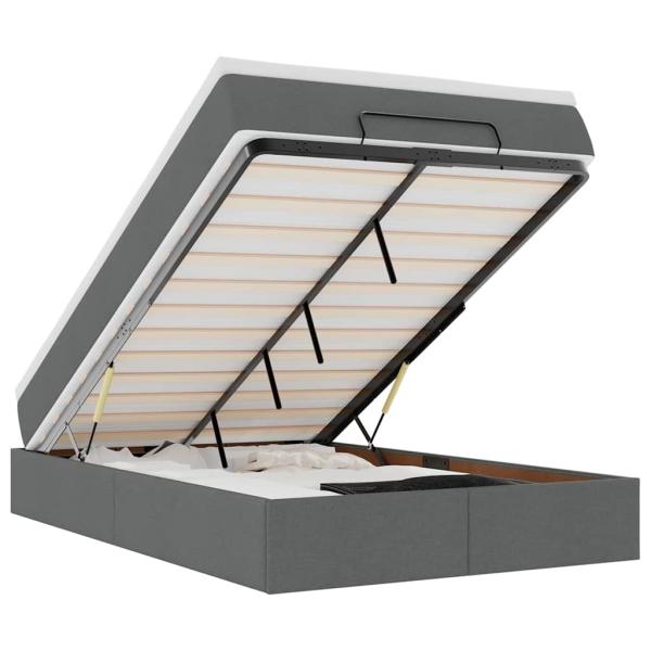 Ottoman-Bett mit Matratze Dunkelgrau 120x200 cm Stoff