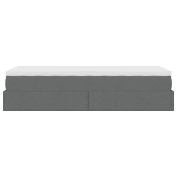 Ottoman-Bett mit Matratze Dunkelgrau 90x190 cm Stoff