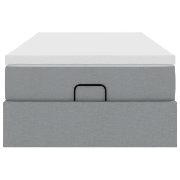 Ottoman-Bett mit Matratze Hellgrau 100x200 cm Stoff