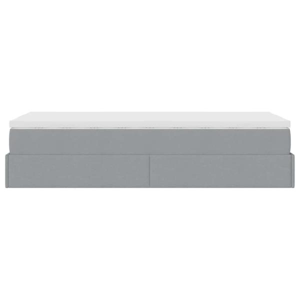 Ottoman-Bett mit Matratze Hellgrau 100x200 cm Stoff