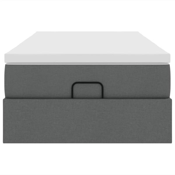 Ottoman-Bett mit Matratze Dunkelgrau 90x200 cm Stoff