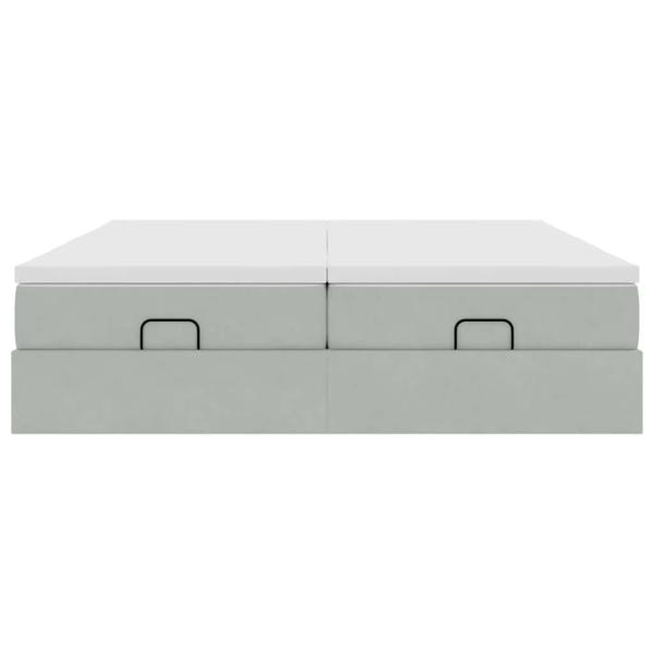 Ottoman-Bett mit Matratzen Hellgrau 200x200 cm Samt