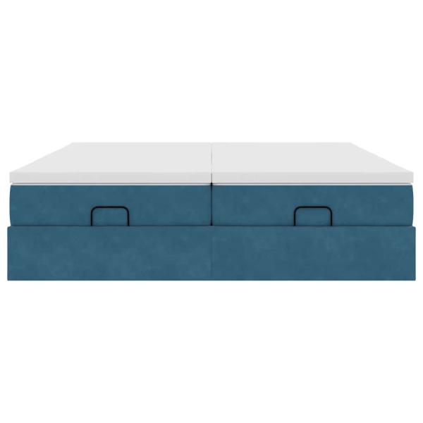 Ottoman-Bett mit Matratzen Dunkelblau 180x200 cm Samt