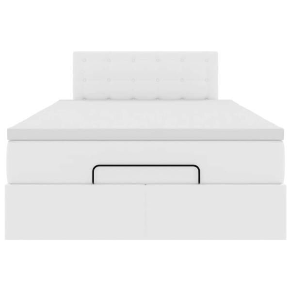 Ottoman-Bett mit Matratze Weiß 120x200 cm Kunstleder