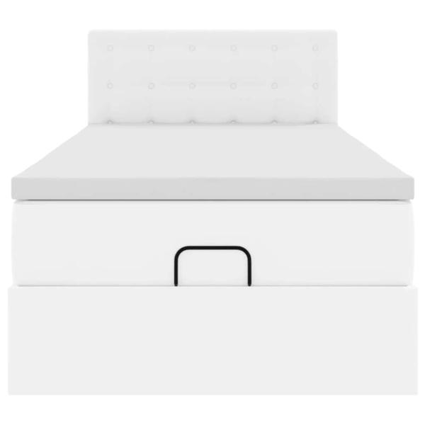 Ottoman-Bett mit Matratze Weiß 90x200 cm Kunstleder