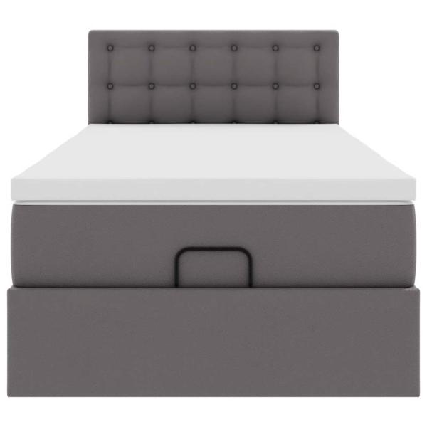 Ottoman-Bett mit Matratze Grau 90x200 cm Kunstleder