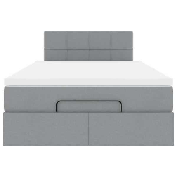 Ottoman-Bett mit Matratze Hellgrau 120x200 cm Stoff