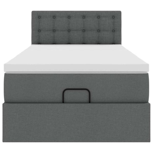 Ottoman-Bett mit Matratze Dunkelgrau 90x200 cm Stoff