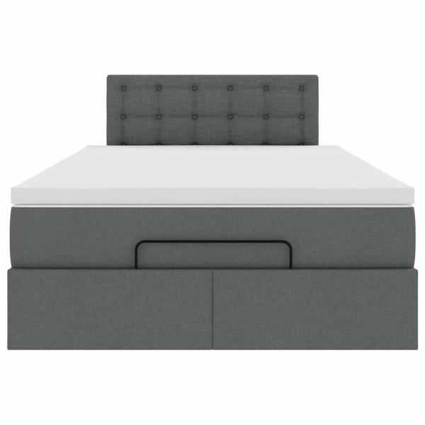 Ottoman-Bett mit Matratze Dunkelgrau 120x200 cm Stoff