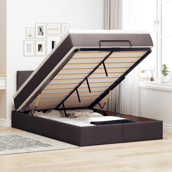 ARDEBO.de - Ottoman-Bett mit Matratze Dunkelbraun 120x200 cm Stoff