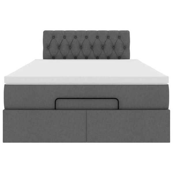 Ottoman-Bett mit Matratze Dunkelgrau 120x190 cm Stoff