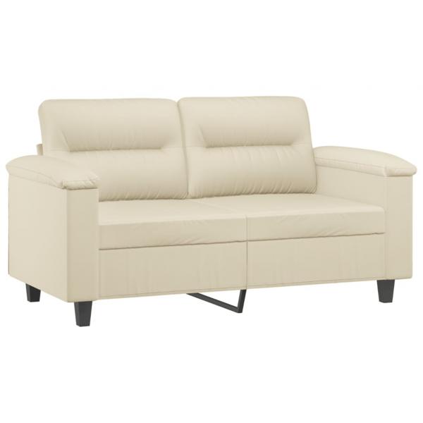 2-Sitzer-Sofa mit Zierkissen Creme 120 cm Kunstleder