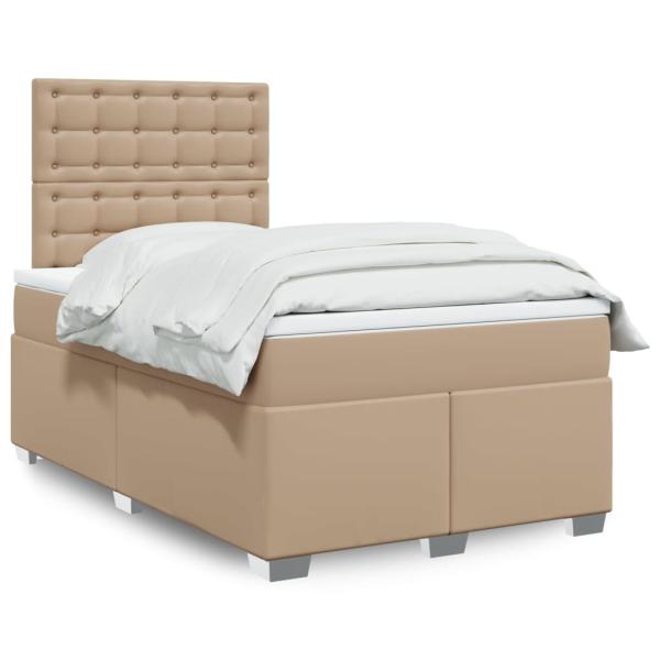 ARDEBO.de - Boxspringbett mit Matratze Cappuccino-Braun 80x200cm Kunstleder