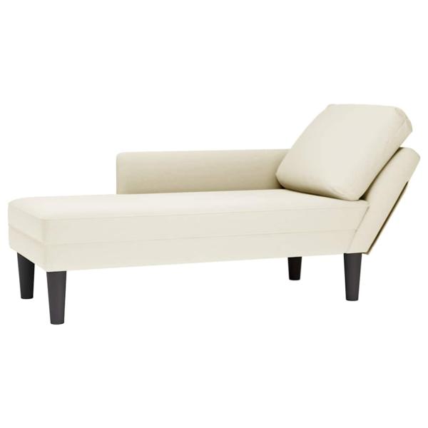 ARDEBO.de - Chaiselongue mit Kissen und Rechter Armlehne Creme Samt