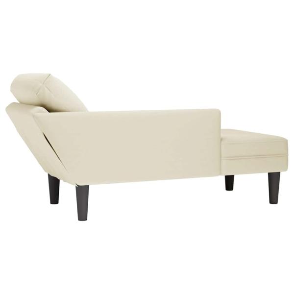 Chaiselongue mit Kissen und Rechter Armlehne Creme Samt