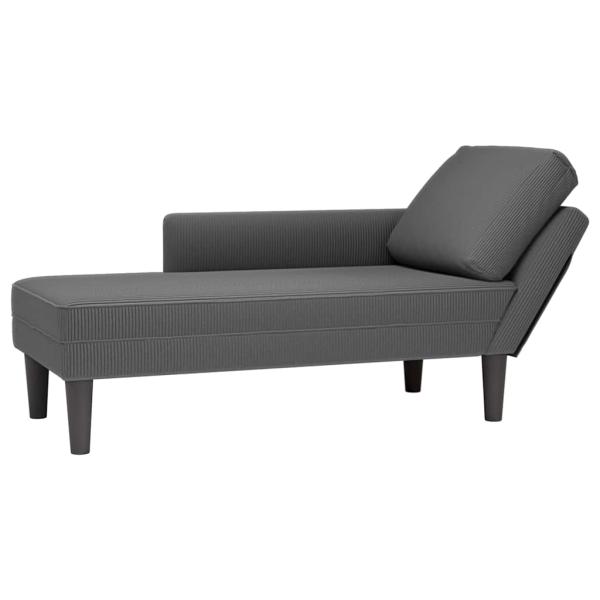 ARDEBO.de - Chaiselongue mit Kissen Dunkelgrau Cordstoff