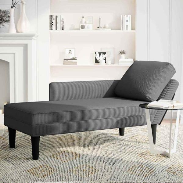 Chaiselongue mit Kissen Dunkelgrau Cordstoff