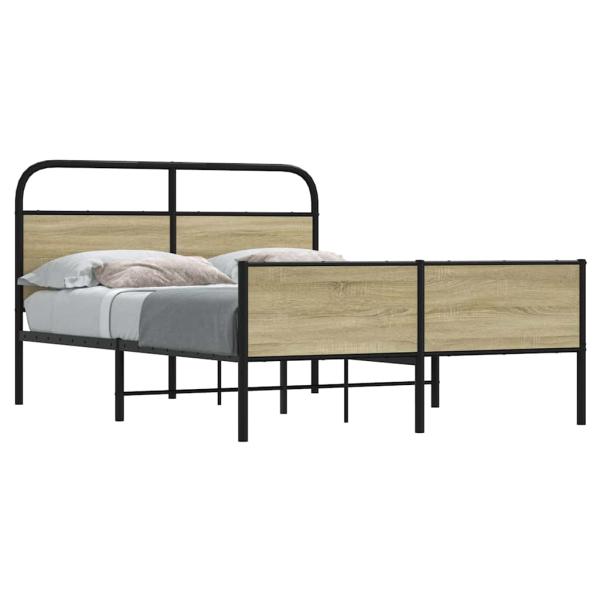 ARDEBO.de - Bettgestell ohne Matratze 140x200 cm Sonoma-Eiche Holzwerkstoff