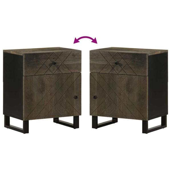 Nachttisch Schwarz 50x33x60 cm Massivholz Mango