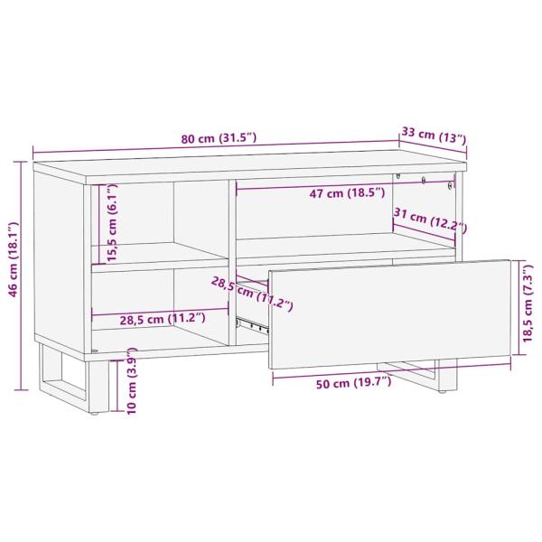 TV-Schrank 80x33x46 cm Massivholz Mango