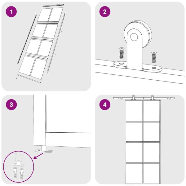 Schiebetür ESG-Glas und Aluminium 90x205 cm Weiß