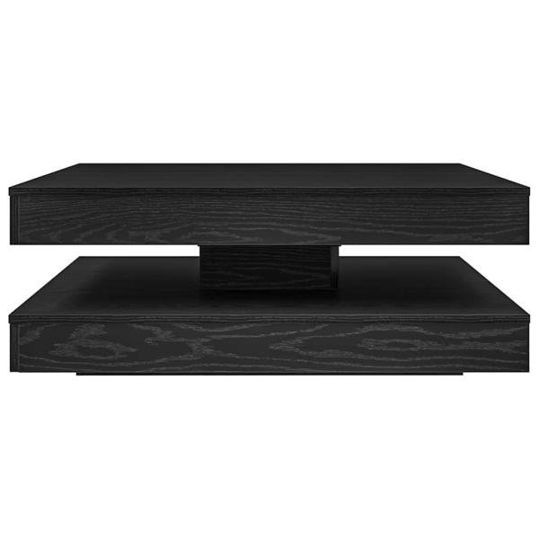 Couchtisch 360-Grad Drehbar Schwarz Eichen-Optik 90x90x34,5 cm