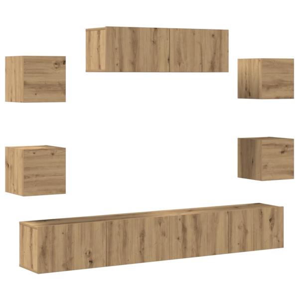 ARDEBO.de - 7-tlg. TV-Schrank-Set Wandmontage Artisan-Eiche Holzwerkstoff