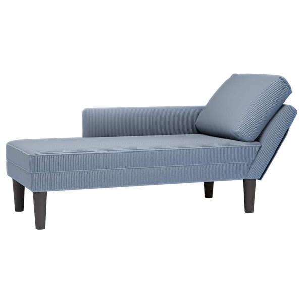 ARDEBO.de - Chaiselongue mit Kissen Blau Cordstoff