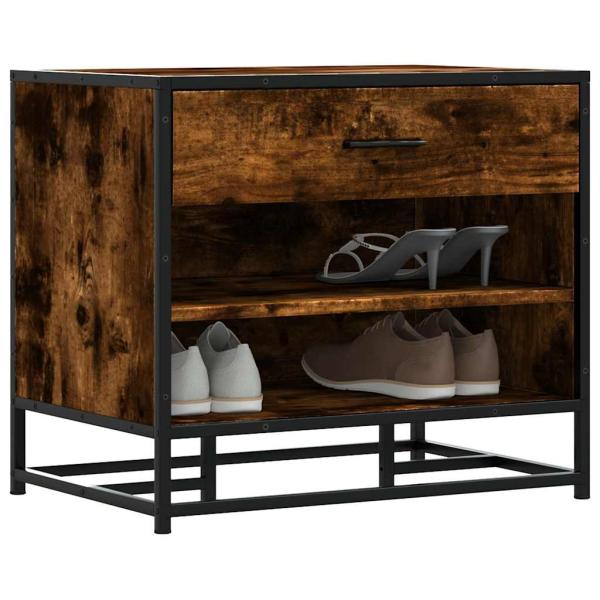 ARDEBO.de - Schuhbank Räuchereiche 60x40x53,5 cm Holzwerkstoff und Metall
