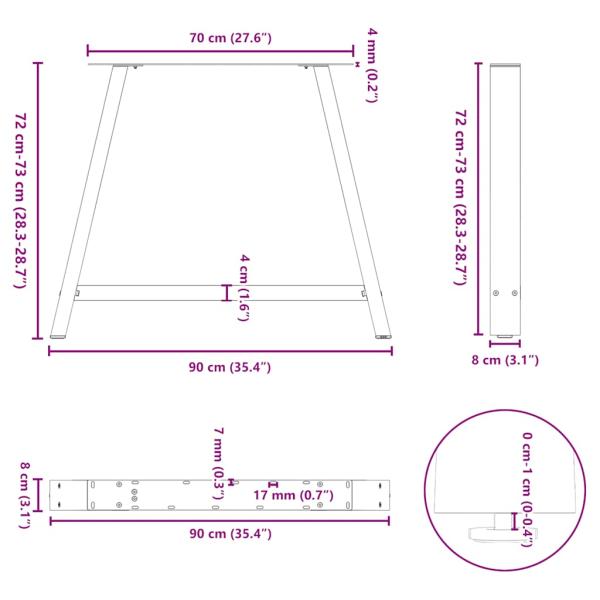 Couchtischbeine A-Form 2 Stk. Schwarz 90x(72-73) cm Stahl