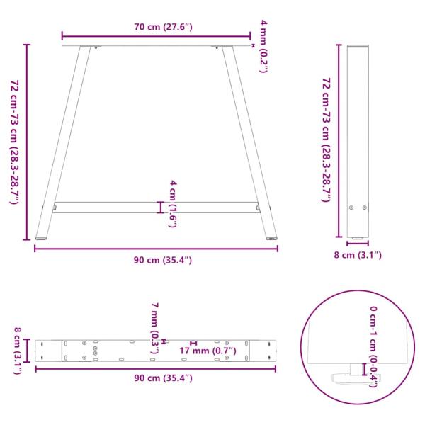 Couchtischbeine A-Form 2 Stk. Anthrazit 90x(72-73) cm Stahl