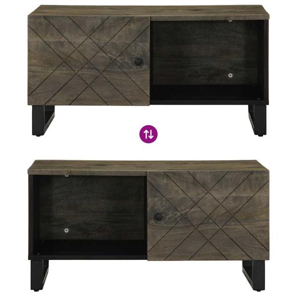 Couchtisch Schwarz 80x50x40 cm Massivholz Mango