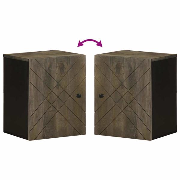Bad-Wandschrank Schwarz 38x33x48 cm Massivholz Mango