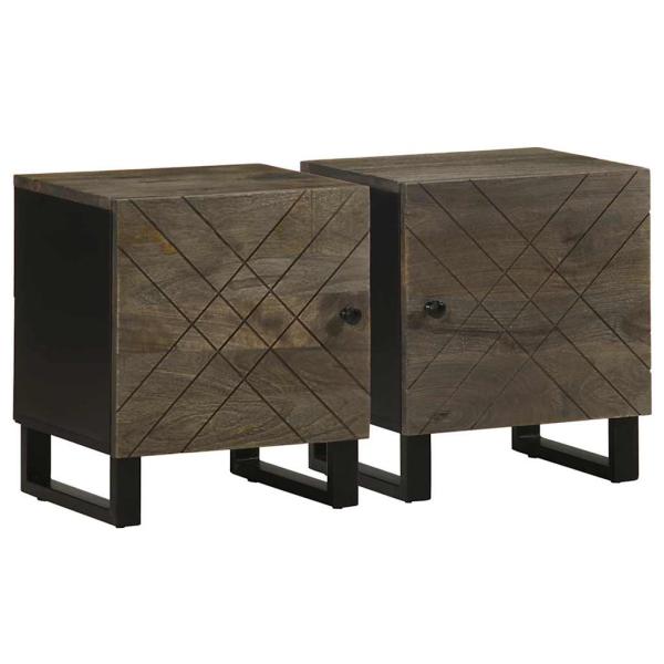 ARDEBO.de - Nachttische 2 Stk. Schwarz 40x33x46 cm Massivholz Mango