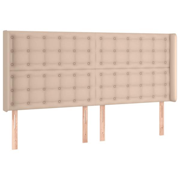 LED Kopfteil Cappuccino-Braun 203x16x118/128cm Kunstleder