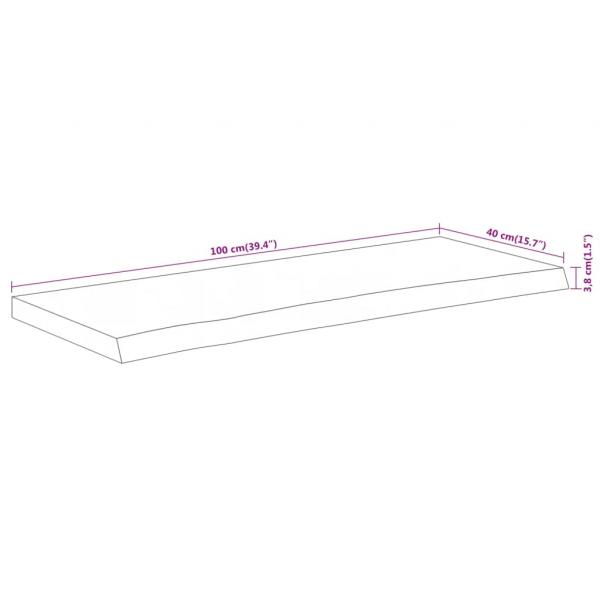 Tischplatte 100x40x3,8cm Rechteckig Massivholz Akazie Baumkante