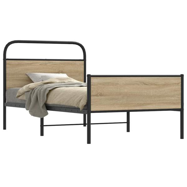 ARDEBO.de - Bettgestell ohne Matratze 90x200 cm Sonoma-Eiche Holzwerkstoff