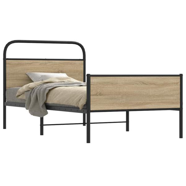 ARDEBO.de - Bettgestell ohne Matratze 100x200 cm Sonoma-Eiche Holzwerkstoff