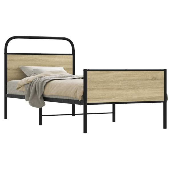 ARDEBO.de - Bettgestell ohne Matratze 75x190 cm Sonoma-Eiche Holzwerkstoff