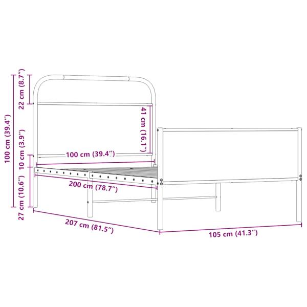 Bettgestell ohne Matratze 100x200 cm Sonoma-Eiche Holzwerkstoff