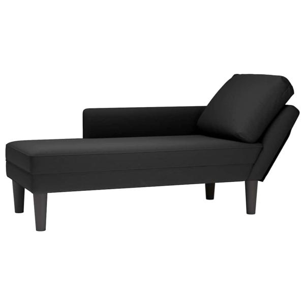 ARDEBO.de - Chaiselongue mit Kissen und Rechter Armlehne Schwarz Samt
