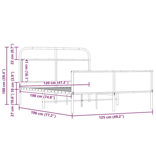 Bettgestell ohne Matratze 120x190 cm Sonoma-Eiche Holzwerkstoff