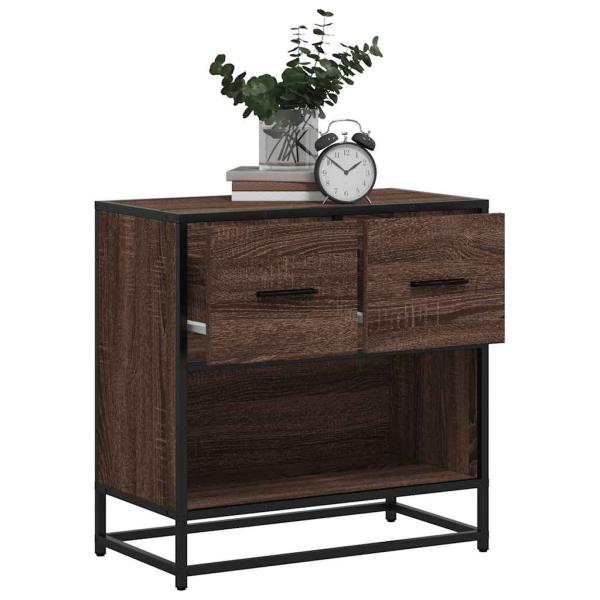 ARDEBO.de - Nachttisch Braun Eichen-Optik 60x31x60 cm Holzwerkstoff Metall