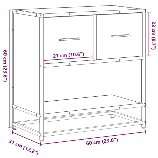 Nachttisch Braun Eichen-Optik 60x31x60 cm Holzwerkstoff Metall