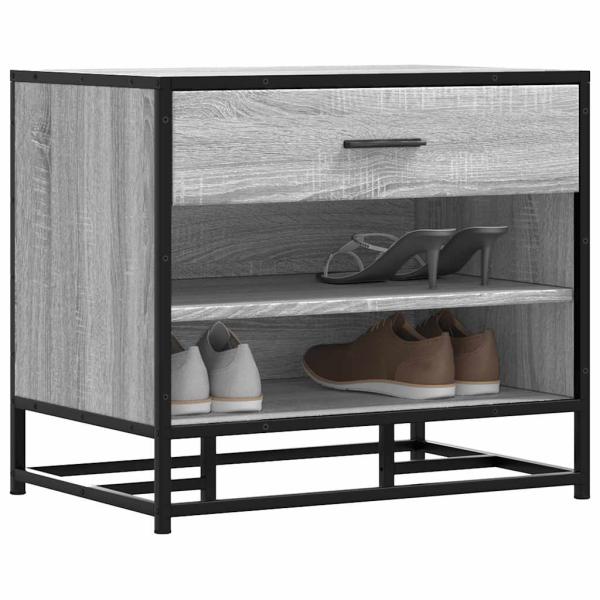 ARDEBO.de - Schuhbank Grau Sonoma 60x40x53,5 cm Holzwerkstoff und Metall