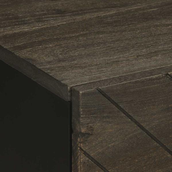 Nachttisch Schwarz 40x33x46 cm Massivholz Mango