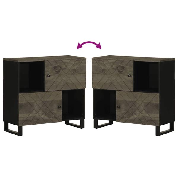Sideboard Schwarz 80x33x75 cm Massivholz Mango