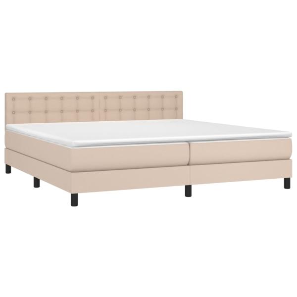 ARDEBO.de - Boxspringbett mit Matratze & LED Cappuccino-Braun 200x200cm