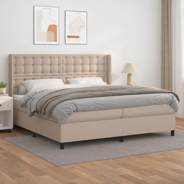 ARDEBO.de - Boxspringbett Matratze Cappuccino-Braun 200x200cm Kunstleder