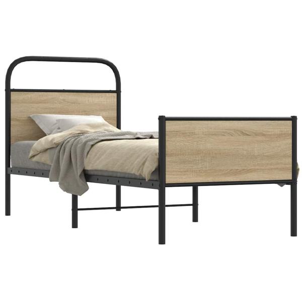 ARDEBO.de - Bettgestell ohne Matratze 75x190 cm Sonoma-Eiche Holzwerkstoff